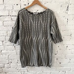 Zara Gray & White Jacquard Tunic Top, size M